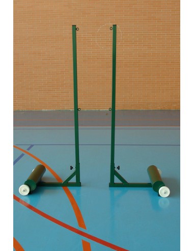 Juego de postes de badminton metálicos trasladables con contrapesos